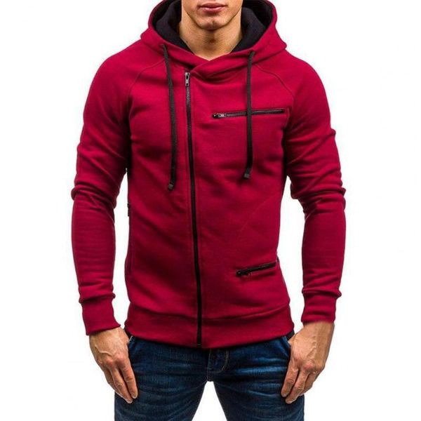 

men's hoodies & sweatshirts men coat 2021 casual jacket contrast colors drawstring solid color long sleeve hooded for winter, Black