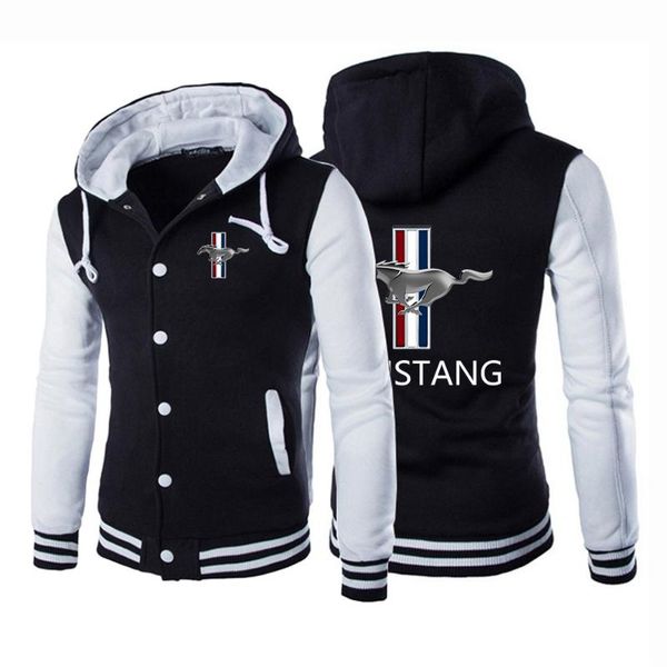 

men's hoodies & sweatshirts 2021 mustang autumn jackets designer hoodie uniform casual baseball coat sport cotton sweatshirt, Black