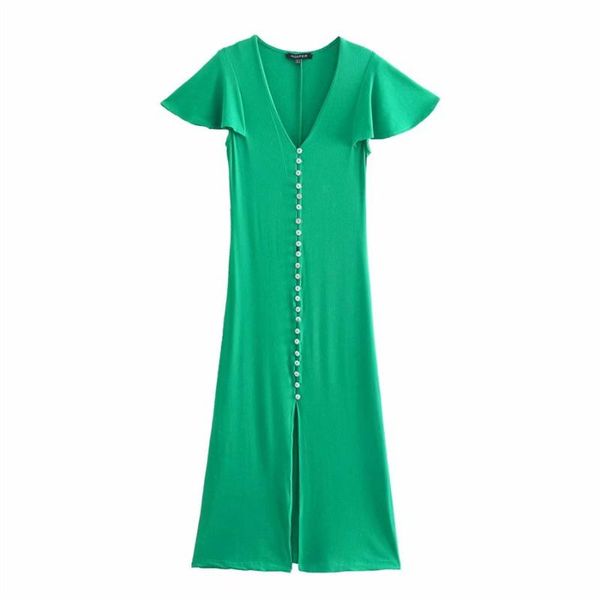 

casual dresses zxqj vintage women v neck green satin midi dress 2021 summer fashion ladies single breasted streetwear girls chic, Black;gray