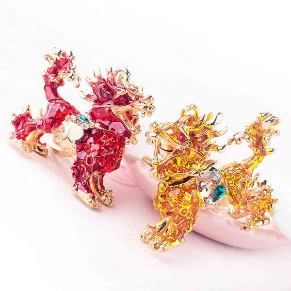 Chaveiro Anéis Estilo Chinês Kirin Chain Saco de Metal Pingente Men's Presente Criativo