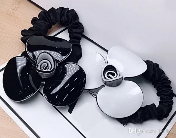 

6.5cm black and white acrylic hair ring camellia rubber band luxury hair accessories for ladys collection item fashion hair tie party gift, Pink