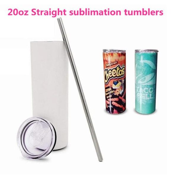 

20oz sublimation blanks straight tumbler stainless steel blank white cup with lid