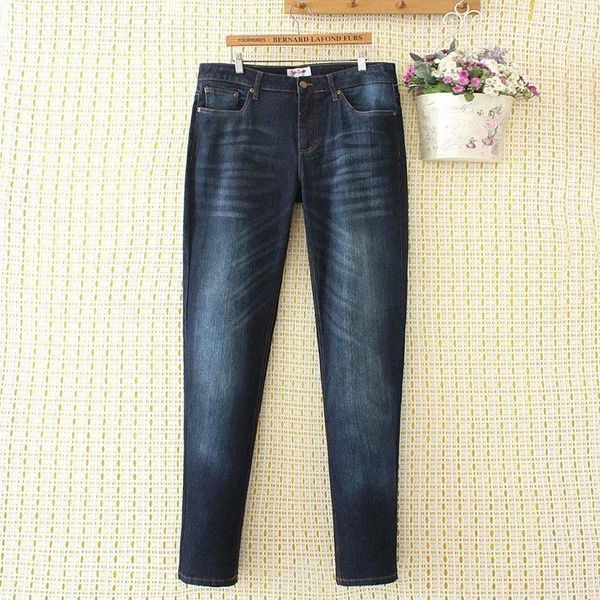 

women's jeans plus size blue casual slim long denim pants