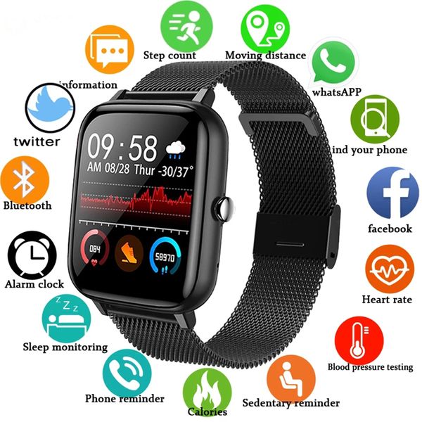 

2021 smart watch men women blood pressure heart rate fitness tracker bracelet sport smartwatch watch smart clock for android iosg, Slivery;brown