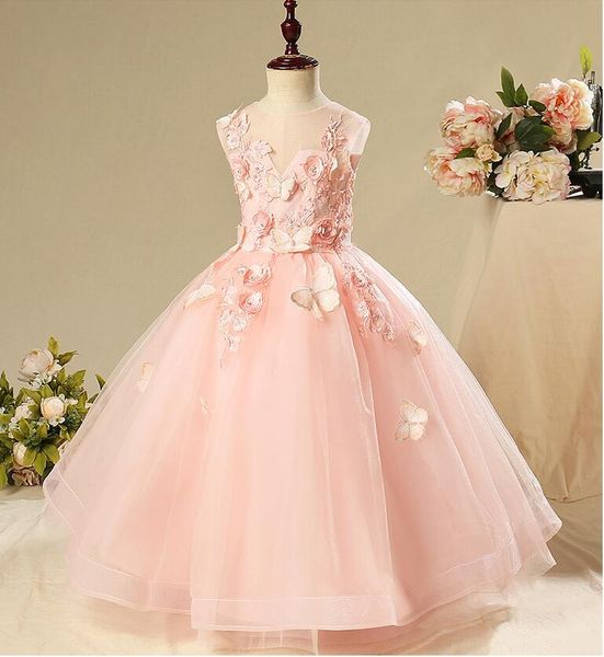

baby girl baptism dress beads tulle christening gown infant born flower for princess birthday wedding party girl's dresses, Red;yellow