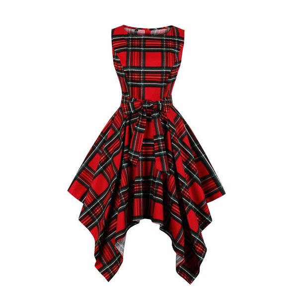 

casual dresses plus size women dress irregular print summer sleeveless sashes o-neck vintage fashion a-line lugentolo, Black;gray