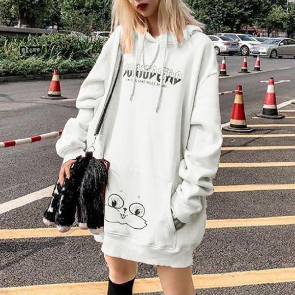 

casual dresses letter printed sweatshirt dress ears hooded couples hoodie plus velvet long sleeve thicken 40#, Black;gray