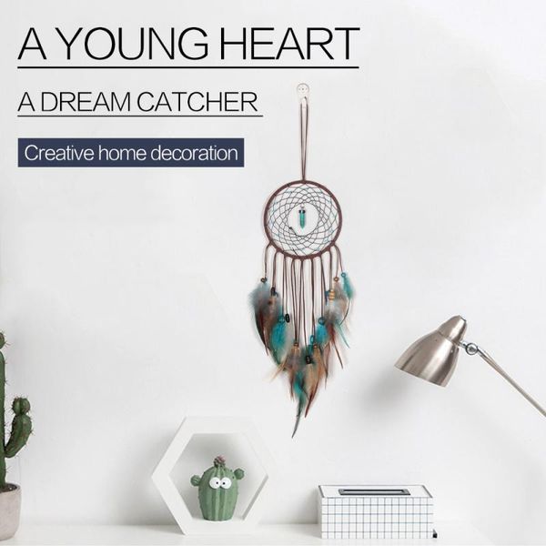 

decorative objects & figurines 1pc dream catcher led handmade feathers night light catchers wall hanging home room decoration decor accessor