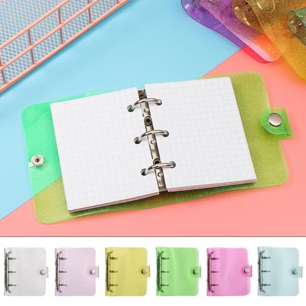 

hole loose leaf hand book cover with notebook inner page planning binder account diary stationery office school supplies notepads, Purple;pink