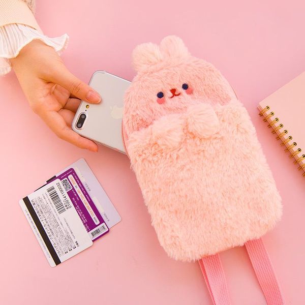 

waist bags mobile phone bag soft girl students portable over-the-shoulder cute little bear mao rong bao
