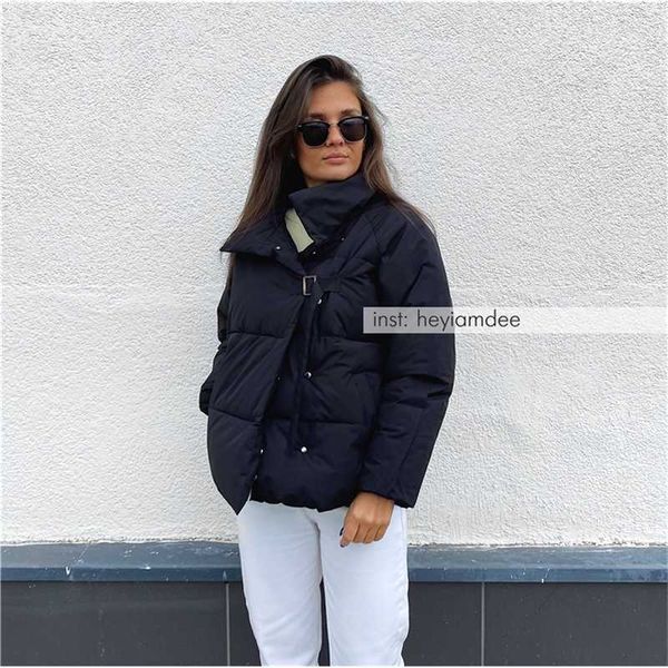 

puffer jacket coat violet short winter women warm cotton s parkas female casual loose outwear korean 210927, Black