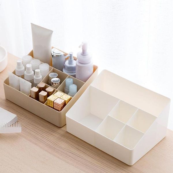 

plastic deskcompartmental cosmetic storage box dresser organizer simple stationery skin care product boxes & bins