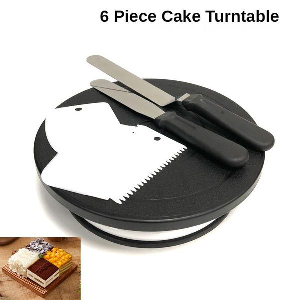 

baking & pastry tools 6-piece cake black turntable set non-slip spatula kit