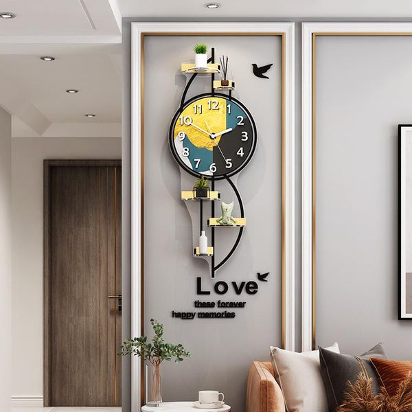 

wall clocks decorative with storage tray swingable large clock modern design living room home blank decoration decor watch