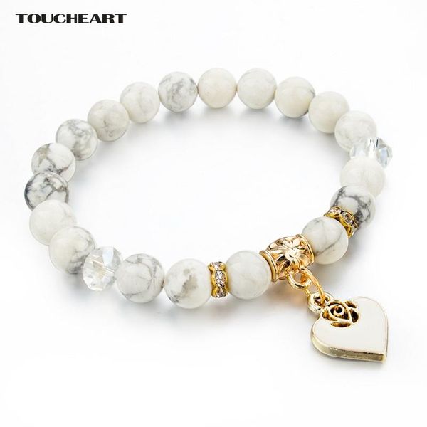 

link, chain toucheart white romantic natural stone heart bracelet & bangles for women charm friendship bohemian jewelry sbr150344, Black