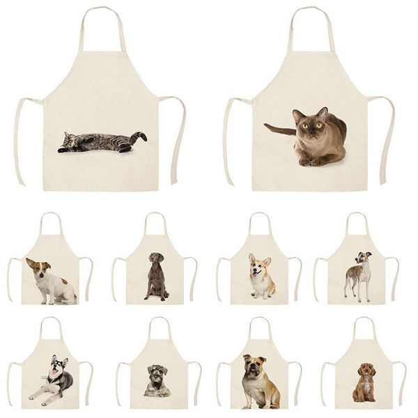 

aprons dog cat pattern apron baking accessories for women kitchen cooking
