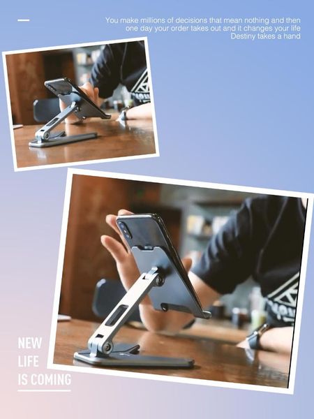 

universal foldable desk phone holder with cnc aviation alloy material multi-angle random adjustment cell mounts & holders