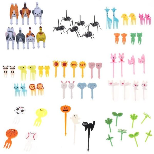 

forks cute mini animal cartoon picks children snack fruit selection fork