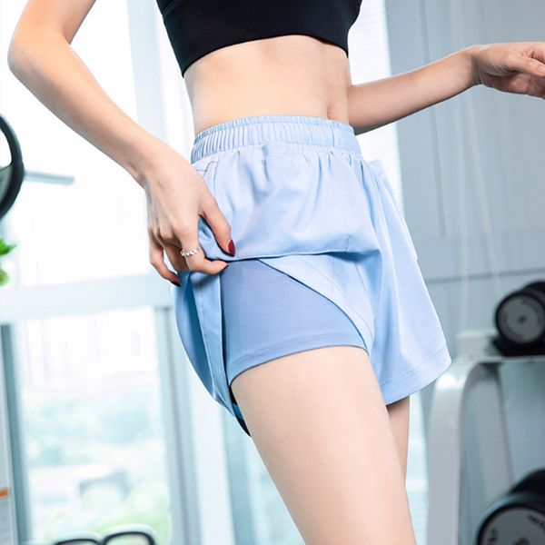 

luxury women's tracksuits yoga cloth 's same sports running short's summer double safety pants quick dry yoga fitns, Gray