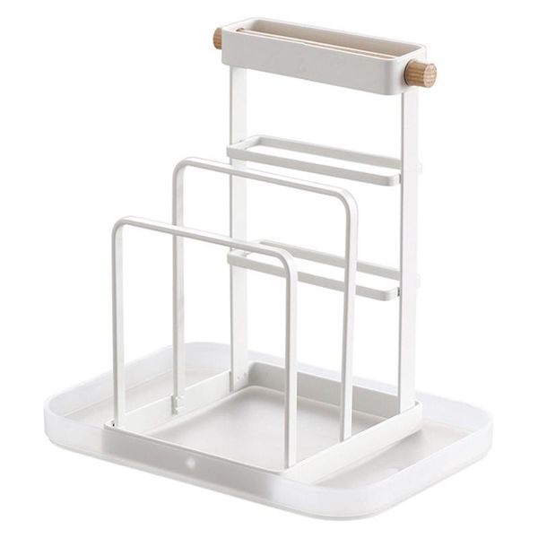 

bathroom storage & organization knife block cutting board chopper holder drying rack kitchen organizer counter display stand with tray white