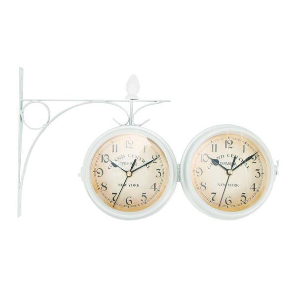 

wall clocks vintage wrought iron antique-look round hanging double sided faces retro station clock chandelier