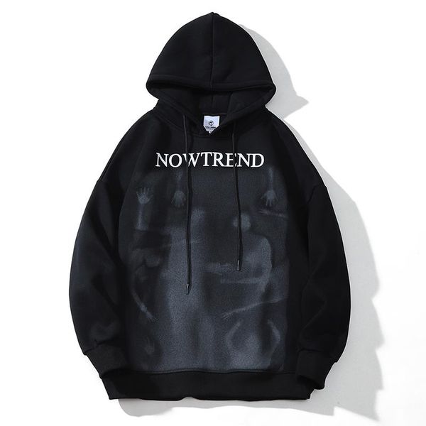 

men's hoodies & sweatshirts hoodie men hip hop hooded sweatshirt cotton 2021 streetwear harajuku pullover evil printed fashion loose ma, Black