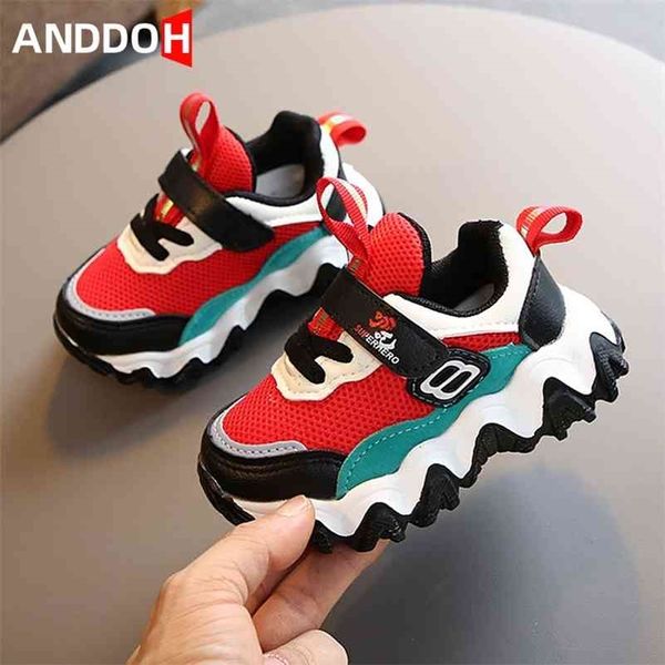 Tamanho 22-31 Kids Shoes for Girl Children Sapatilhas resistentes ao desgaste Meninos Sapatos casuais antiderrapantes Baby Lightweight Respirável Sneakers 210326