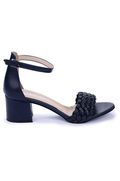 

sandals women's navy blue skin braided heel shoes 2013-07 5 cm, Black