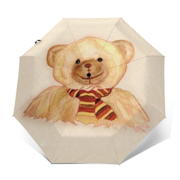 

umbrellas teddy bear umbrella auto anti uv colorful art summer folding