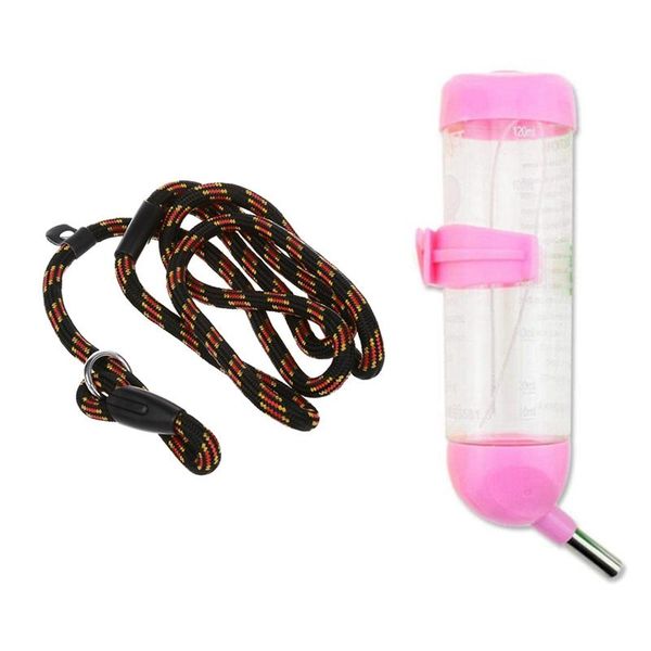 

-1 pcs leash dog collar animal training 10mm & 1 pet water dispenser, hanging automatic drinking feeder collars leashes