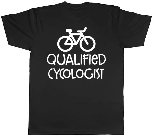 

Qualified Cycologist Bicycle Mens Short Sleeve T-Shirt, White;black