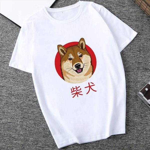 

cute shiba inu dog mens t shirts men funny kawaii graphic summer loose harajuku clothes tees, White;black
