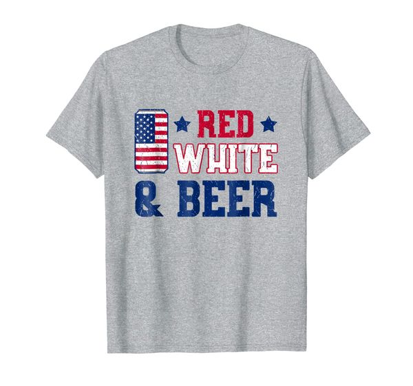 

red white and beer shirt - usa 4th of july gift, White;black