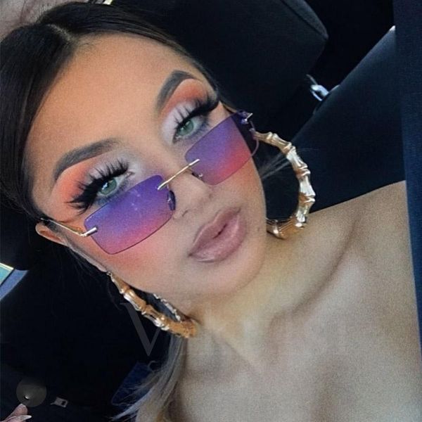 

sunglasses 2021 luxury small rectangle women grey pink shades for 90s vintage rimless square uv400, White;black