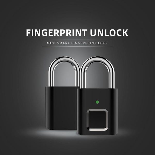 fingerprint smart padlock p34 mini biometric thumbprint door padlocks rechargeable lock usb keyless quick unlock