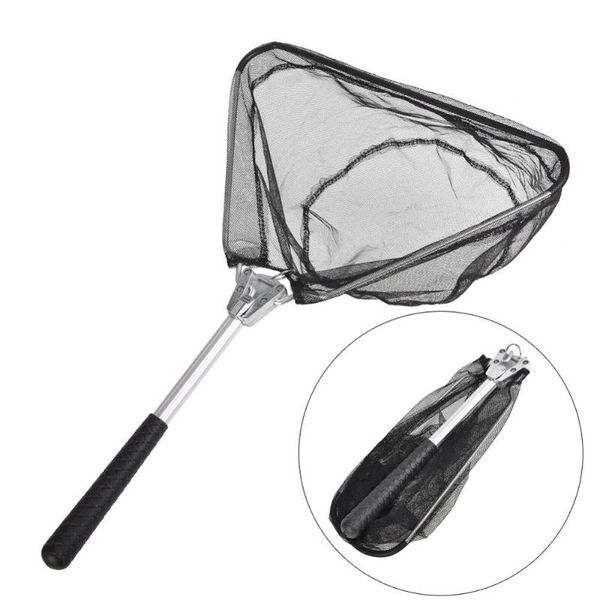 

collapsible fishing net aluminum alloy nylon mesh foldable fish catching landing nets drop accessories