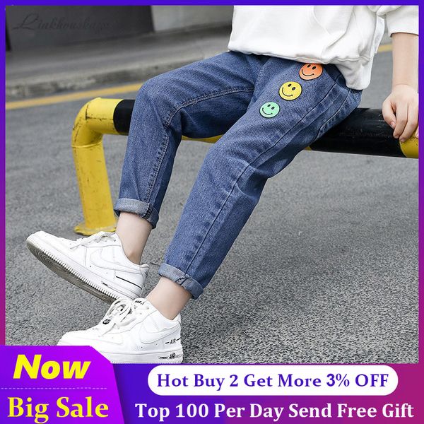 

children boys denim pants 2021spring autumn kids jeans solid cotton mid elastic waist pants for boy jeans clothing kids trouser, Blue