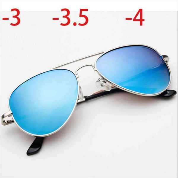 

3 3.5 4 oval myopia sunglasses with metal blue coating uv400 goggle women men nearsighted glasses 300 350 400, White;black
