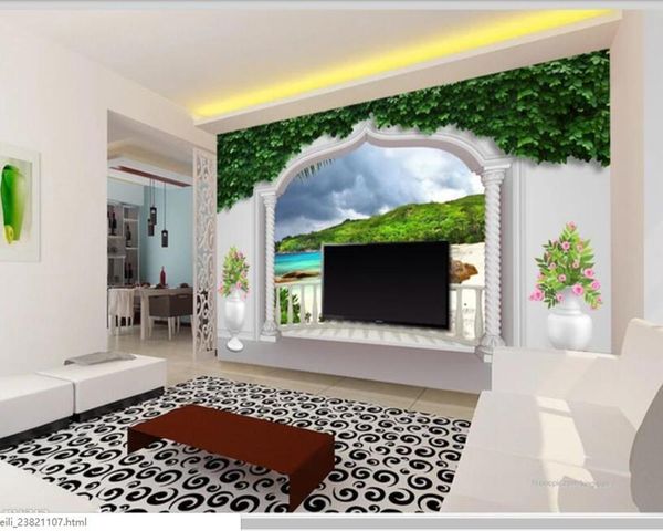

wallpapers papel de parede roman column arch island landscape 3d wallpaper mural,living room tv wall bedroom kitchen papers home decor