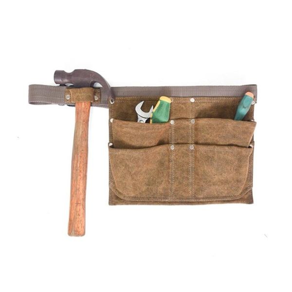 

aprons wax canvas multi-pocket tool apron kitchen storage bag rivet tools fanny pack portable for unisex