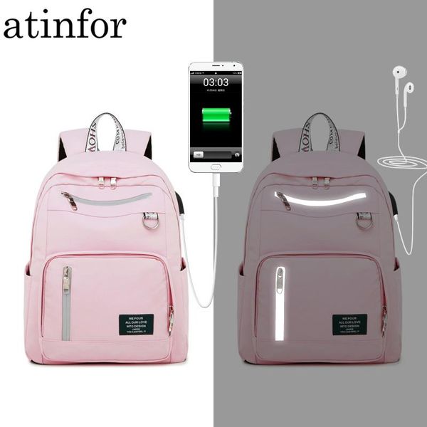 

backpack atinfor usb charging waterproof women anti theft reflectivetravel bagpack lapschool bookbag for teenage girls
