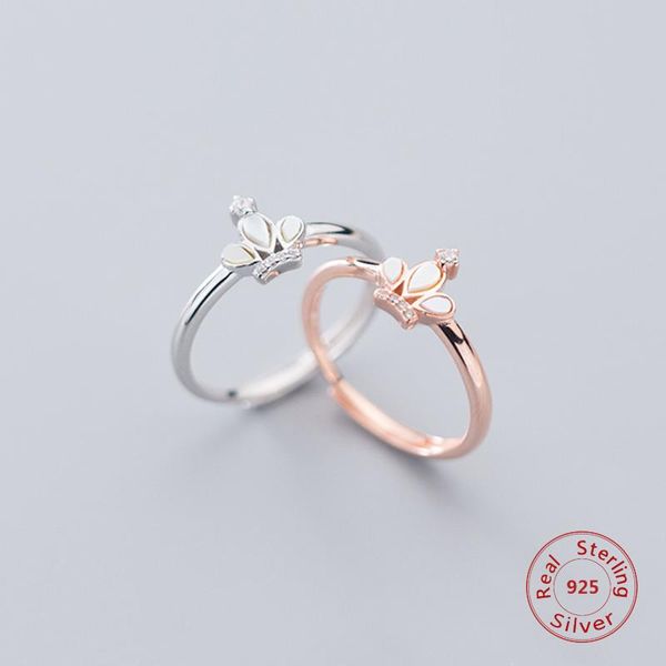 

cluster rings 100% 925 sterling silver ring crown zircon for women romantic engagement party jewelry gift, Golden;silver