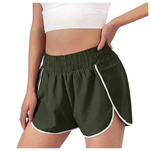 

women's shorts pantalones de mujer fashion 2021 sport athletic workout elastic waist running pockets summer #t2, White;black