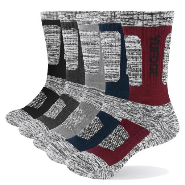 Sports Socks Yuedge Brand Men's Breathable Cushion Crew Snowboard Snowboard escalando caminhada no inverno 5 pares 38-45 UE