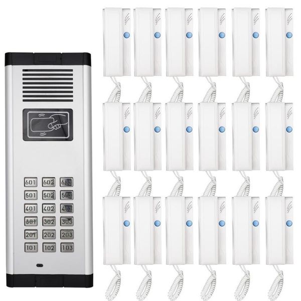 

building security direct press key audio door phone for 18 apartments 2-wired intercom unlock system support rfid phones