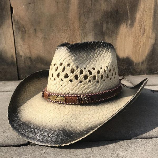 

cloches 5 stlye cowboy hat summer women men hollow western dad boater sombrero hombre lady fascinator sunbonnet sun, Blue;gray