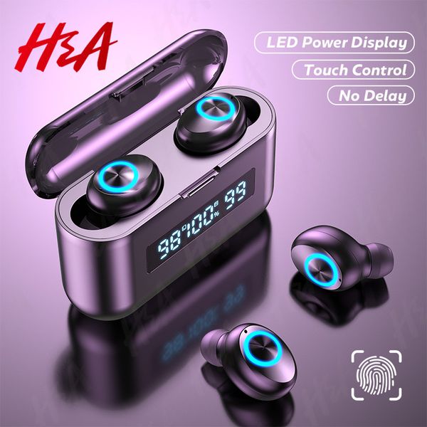 

wireless headphones tws bluetooth earphones 2200mah charging box sports waterproof headsets hifi stereo earbuds with microphones