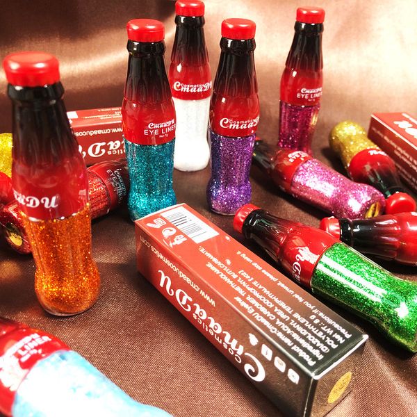 

cmaadu glitter shimmer eyeliner liquid pigment shine sequins eyes makeup metallic silver gold blue green pink color waterproof eyeliner