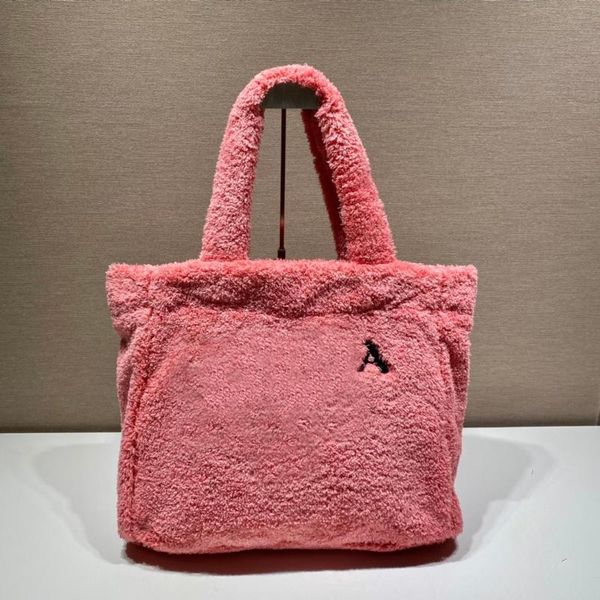 

evening bags winter fashion women'ss soft terry fabric letter embroidery high capacity tote ladies shoulder handle bag purse wallet