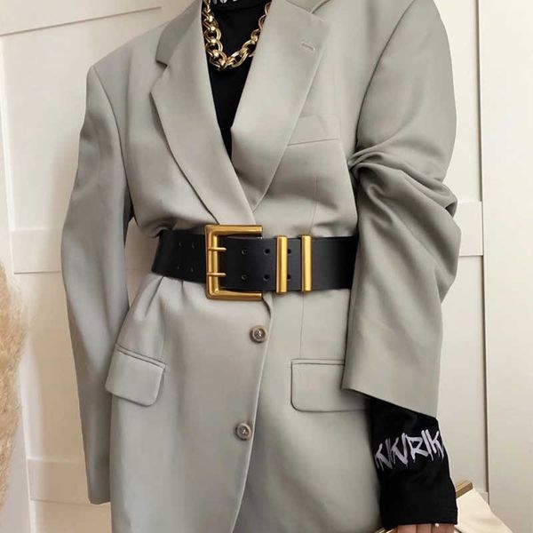 

fashion women's wide belt golden double pin buckle luxury pu leather sweater belt dress coat waist belt 203 p0817, Black;brown